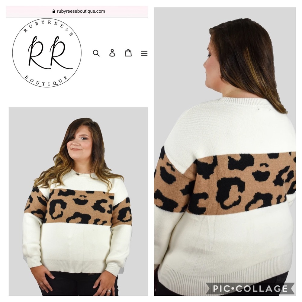 Curvy Ultra Soft Leopard Block Sweater